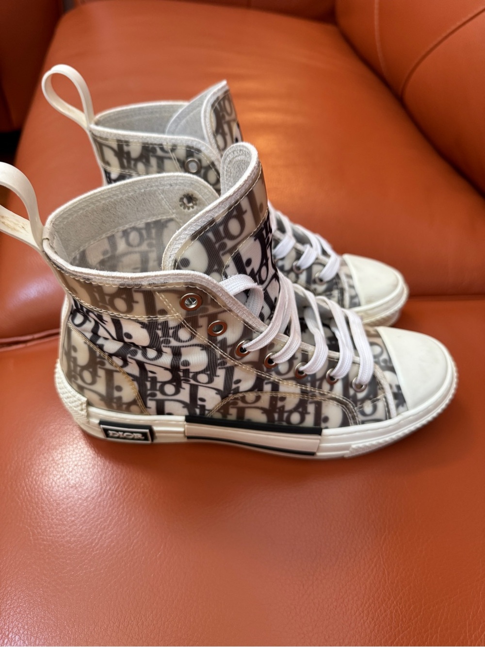Dior Black & White Oblique High-Top Sneakers, - Picture 6 of 9